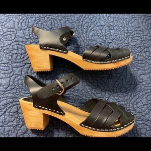 MIA Leather Clog Sandals, Black, 40